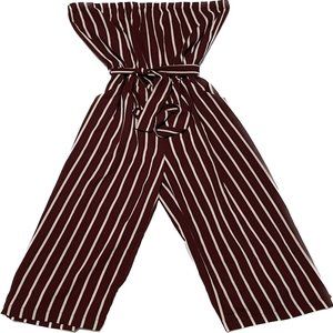 Striped Romper - Size S - Burgundy